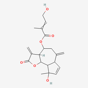 B2428019 (9-Hydroxy-9-methyl-3,6-dimethylidene-2-oxo-3a,4,5,6a,9a,9b-hexahydroazuleno[4,5-b]furan-4-yl) 4-hydroxy-2-methylbut-2-enoate CAS No. 757202-08-7