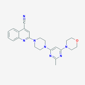 molecular formula C23H25N7O B2428023 2-{4-[2-Methyl-6-(morpholin-4-yl)pyrimidin-4-yl]piperazin-1-yl}quinoline-4-carbonitrile CAS No. 2415526-82-6