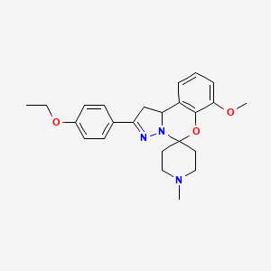 molecular formula C24H29N3O3 B2428027 2-(4-Ethoxyphenyl)-7-methoxy-1'-methyl-1,10b-dihydrospiro[benzo[e]pyrazolo[1,5-c][1,3]oxazine-5,4'-piperidine] CAS No. 899983-83-6