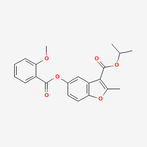 molecular formula C21H20O6 B2428028 Isopropyl 5-((2-methoxybenzoyl)oxy)-2-methylbenzofuran-3-carboxylate CAS No. 384361-17-5