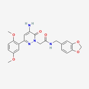 molecular formula C22H22N4O6 B2428029 2-(5-氨基-3-(2,5-二甲氧基苯基)-6-氧代嘧啶并[1,6-b]嘧啶-1(6H)-基)-N-(苯并[d][1,3]二氧杂环戊-5-基甲基)乙酰胺 CAS No. 1203165-56-3
