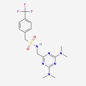 molecular formula C16H21F3N6O2S B2428032 N-((4,6-bis(dimethylamino)-1,3,5-triazin-2-yl)methyl)-1-(4-(trifluoromethyl)phenyl)methanesulfonamide CAS No. 2034573-87-8