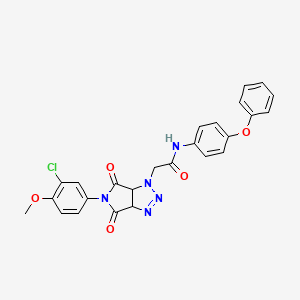 molecular formula C25H20ClN5O5 B2428041 2-[5-(3-chloro-4-methoxyphenyl)-4,6-dioxo-4,5,6,6a-tetrahydropyrrolo[3,4-d][1,2,3]triazol-1(3aH)-yl]-N-(4-phenoxyphenyl)acetamide CAS No. 1052555-27-7
