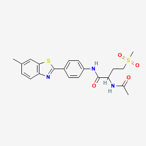 molecular formula C21H23N3O4S2 B2428044 2-acetamido-N-(4-(6-methylbenzo[d]thiazol-2-yl)phenyl)-4-(methylsulfonyl)butanamide CAS No. 1041008-86-9