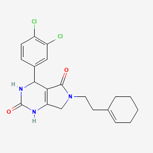 molecular formula C20H21Cl2N3O2 B2428049 6-(2-(cyclohex-1-en-1-yl)ethyl)-4-(3,4-dichlorophenyl)-3,4,6,7-tetrahydro-1H-pyrrolo[3,4-d]pyrimidine-2,5-dione CAS No. 1172280-19-1