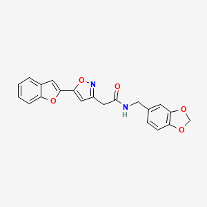 N-(benzo[d][1,3]dioxol-5-ylmethyl)-2-(5-(benzofuran-2-yl)isoxazol-3-yl)acetamide