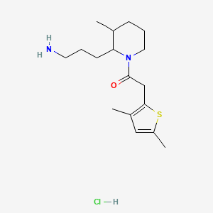 molecular formula C17H29ClN2OS B2428068 1-[2-(3-Aminopropyl)-3-methylpiperidin-1-yl]-2-(3,5-dimethylthiophen-2-yl)ethanone;hydrochloride CAS No. 2418714-87-9