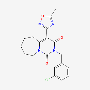 molecular formula C19H19ClN4O3 B2428071 2-(3-chlorobenzyl)-4-(5-methyl-1,2,4-oxadiazol-3-yl)-6,7,8,9-tetrahydropyrimido[1,6-a]azepine-1,3(2H,5H)-dione CAS No. 1775403-23-0