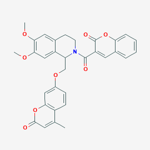 molecular formula C32H27NO8 B2428090 7-((6,7-二甲氧基-2-(2-氧代-2H-色烯-3-羰基)-1,2,3,4-四氢异喹啉-1-基)甲氧基)-4-甲基-2H-色烯-2-酮 CAS No. 850935-56-7