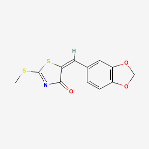 molecular formula C12H9NO3S2 B2428112 5-[(E)-1,3-苯二氧唑-5-基亚甲基]-2-(甲硫基)-1,3-噻唑-4(5H)-酮 CAS No. 719286-35-8