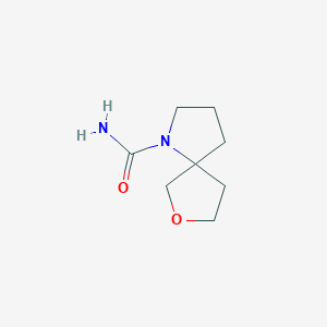 molecular formula C8H14N2O2 B2428120 7-氧杂-1-氮杂螺[4.4]壬烷-1-甲酰胺 CAS No. 1872525-09-1