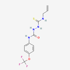 molecular formula C12H13F3N4O2S B2428121 (2-((Prop-2-enylamino)thioxomethyl)hydrazino)-N-(4-(trifluoromethoxy)phenyl)formamide CAS No. 1024113-58-3