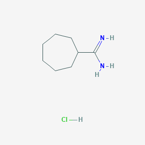 molecular formula C8H17ClN2 B2428124 Cycloheptanecarboximidamide HCl CAS No. 1003588-15-5; 885964-25-0