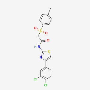 molecular formula C18H14Cl2N2O3S2 B2428133 N-(4-(3,4-dichlorophenyl)thiazol-2-yl)-2-tosylacetamide CAS No. 895445-78-0
