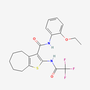 molecular formula C20H21F3N2O3S B2428134 N-(2-ethoxyphenyl)-2-[(trifluoroacetyl)amino]-5,6,7,8-tetrahydro-4H-cyclohepta[b]thiophene-3-carboxamide CAS No. 354769-10-1