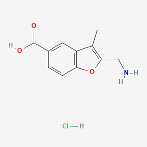 B2428156 2-(Aminomethyl)-3-methyl-1-benzofuran-5-carboxylic acid;hydrochloride CAS No. 2344678-71-1