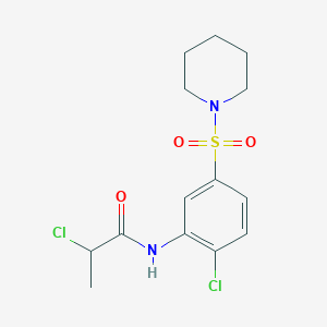 molecular formula C14H18Cl2N2O3S B2428159 2-氯代-N-[2-氯代-5-(哌啶-1-磺酰基)苯基]丙酰胺 CAS No. 735319-19-4