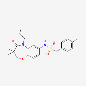molecular formula C22H28N2O4S B2428162 N-(3,3-二甲基-4-氧代-5-丙基-2,3,4,5-四氢苯并[b][1,4]恶杂环庚-7-基)-1-(对甲苯基)甲磺酰胺 CAS No. 922132-48-7