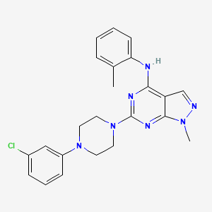 molecular formula C23H24ClN7 B2428182 6-(4-(3-chlorophenyl)piperazin-1-yl)-1-methyl-N-(o-tolyl)-1H-pyrazolo[3,4-d]pyrimidin-4-amine CAS No. 887453-93-2
