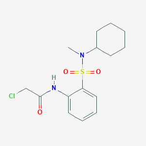 molecular formula C15H21ClN2O3S B2428189 2-氯-N-{2-[环己基(甲基)磺酰胺基]苯基}乙酰胺 CAS No. 852399-90-7