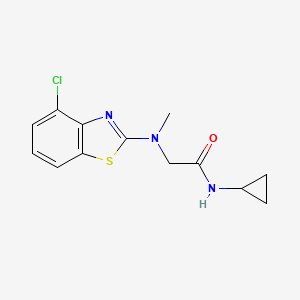 molecular formula C13H14ClN3OS B2428197 2-((4-chlorobenzo[d]thiazol-2-yl)(methyl)amino)-N-cyclopropylacetamide CAS No. 1396876-52-0