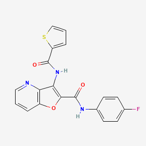 molecular formula C19H12FN3O3S B2428201 N-(4-fluorophenyl)-3-(thiophene-2-carboxamido)furo[3,2-b]pyridine-2-carboxamide CAS No. 946246-83-9