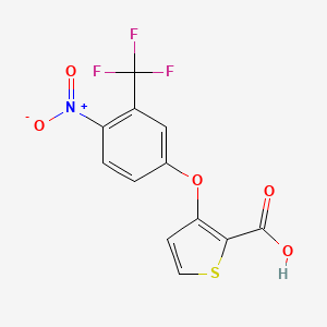 molecular formula C12H6F3NO5S B2428203 3-[4-硝基-3-(三氟甲基)苯氧基]-2-噻吩羧酸 CAS No. 303152-63-8