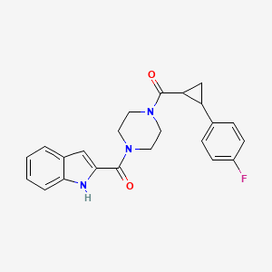 molecular formula C23H22FN3O2 B2428205 (4-(1H-indole-2-carbonyl)piperazin-1-yl)(2-(4-fluorophenyl)cyclopropyl)methanone CAS No. 1208949-50-1
