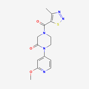 molecular formula C14H15N5O3S B2428216 1-(2-Methoxypyridin-4-yl)-4-(4-methylthiadiazole-5-carbonyl)piperazin-2-one CAS No. 2380176-99-6