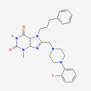 molecular formula C26H29FN6O2 B2428220 8-{[4-(2-fluorophenyl)piperazin-1-yl]methyl}-3-methyl-7-(3-phenylpropyl)-2,3,6,7-tetrahydro-1H-purine-2,6-dione CAS No. 847409-16-9