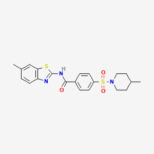 molecular formula C21H23N3O3S2 B2428222 N-(6-methylbenzo[d]thiazol-2-yl)-4-((4-methylpiperidin-1-yl)sulfonyl)benzamide CAS No. 683259-34-9