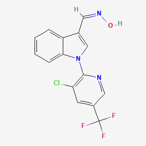 molecular formula C15H9ClF3N3O B2428224 1-[3-chloro-5-(trifluoromethyl)-2-pyridinyl]-1H-indole-3-carbaldehyde oxime CAS No. 338410-04-1