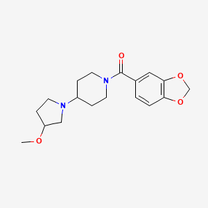 molecular formula C18H24N2O4 B2428225 Benzo[d][1,3]dioxol-5-yl(4-(3-methoxypyrrolidin-1-yl)piperidin-1-yl)methanone CAS No. 2309310-00-5