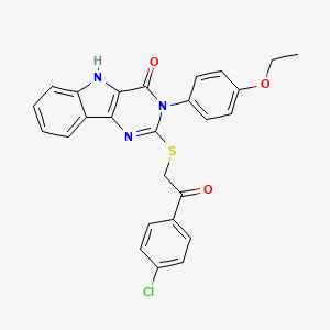 molecular formula C26H20ClN3O3S B2428229 2-[2-(4-chlorophenyl)-2-oxoethyl]sulfanyl-3-(4-ethoxyphenyl)-5H-pyrimido[5,4-b]indol-4-one CAS No. 536710-62-0