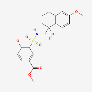 molecular formula C21H25NO7S B2428234 3-(N-((1-羟基-6-甲氧基-1,2,3,4-四氢萘-1-基)甲基)磺酰胺基)-4-甲氧基苯甲酸甲酯 CAS No. 2034526-76-4