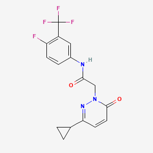 molecular formula C16H13F4N3O2 B2428236 2-(3-cyclopropyl-6-oxopyridazin-1(6H)-yl)-N-(4-fluoro-3-(trifluoromethyl)phenyl)acetamide CAS No. 2034424-17-2