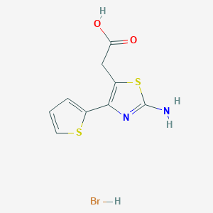 molecular formula C9H9BrN2O2S2 B2428245 2-[2-氨基-4-(噻吩-2-基)-1,3-噻唑-5-基]乙酸氢溴酸盐 CAS No. 1156039-71-2