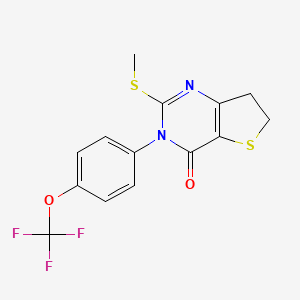 molecular formula C14H11F3N2O2S2 B2428247 2-Methylsulfanyl-3-[4-(trifluoromethoxy)phenyl]-6,7-dihydrothieno[3,2-d]pyrimidin-4-one CAS No. 877654-28-9