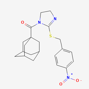 molecular formula C21H25N3O3S B2428259 1-金刚烷基-[2-[(4-硝基苯基)甲基硫代]-4,5-二氢咪唑-1-基]甲苯酮 CAS No. 851802-10-3