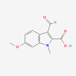 molecular formula C12H11NO4 B2428260 3-甲酰基-6-甲氧基-1-甲基-1H-吲哚-2-羧酸 CAS No. 893732-02-0