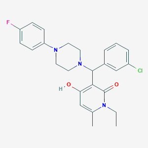 molecular formula C25H27ClFN3O2 B2428276 3-((3-chlorophenyl)(4-(4-fluorophenyl)piperazin-1-yl)methyl)-1-ethyl-4-hydroxy-6-methylpyridin-2(1H)-one CAS No. 897734-49-5