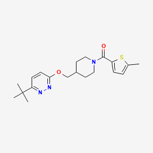 molecular formula C20H27N3O2S B2428278 3-Tert-butyl-6-{[1-(5-methylthiophene-2-carbonyl)piperidin-4-yl]methoxy}pyridazine CAS No. 2309191-99-7