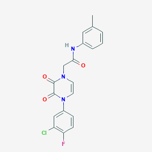 molecular formula C19H15ClFN3O3 B2428293 2-[4-(3-chloro-4-fluorophenyl)-2,3-dioxopyrazin-1-yl]-N-(3-methylphenyl)acetamide CAS No. 898463-93-9