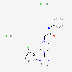 molecular formula C21H30Cl3N5O B2428295 2-(4-(1-(3-chlorophenyl)-1H-imidazol-2-yl)piperazin-1-yl)-N-cyclohexylacetamide dihydrochloride CAS No. 1327617-06-0