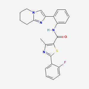 molecular formula C24H21FN4OS B2428297 2-(2-fluorophenyl)-4-methyl-N-(2-(5,6,7,8-tetrahydroimidazo[1,2-a]pyridin-2-yl)phenyl)thiazole-5-carboxamide CAS No. 2034611-72-6