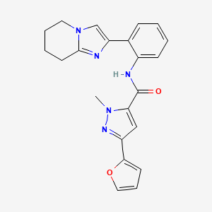3-(furan-2-yl)-1-methyl-N-(2-(5,6,7,8-tetrahydroimidazo[1,2-a]pyridin-2-yl)phenyl)-1H-pyrazole-5-carboxamide