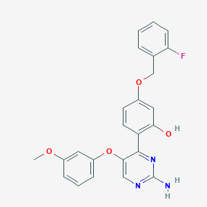2-(2-Amino-5-(3-methoxyphenoxy)pyrimidin-4-yl)-5-((2-fluorobenzyl)oxy)phenol