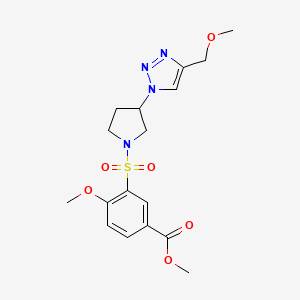 molecular formula C17H22N4O6S B2428326 methyl 4-methoxy-3-({3-[4-(methoxymethyl)-1H-1,2,3-triazol-1-yl]pyrrolidin-1-yl}sulfonyl)benzoate CAS No. 2097857-33-3