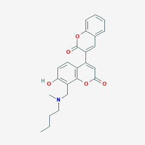 B2428344 3-{8-[(Butylmethylamino)methyl]-7-hydroxy-2-oxochromen-4-yl}chromen-2-one CAS No. 859663-13-1
