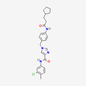 molecular formula C26H29ClN4O2 B2428355 N-(3-氯-4-甲苯基)-1-(4-(3-环戊基丙酰胺)苄基)-1H-咪唑-4-甲酰胺 CAS No. 1251571-87-5